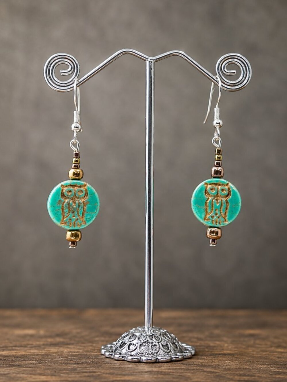 Handmade Owl Drop Earrings | Sterling Silver - Picture 7 of 7
